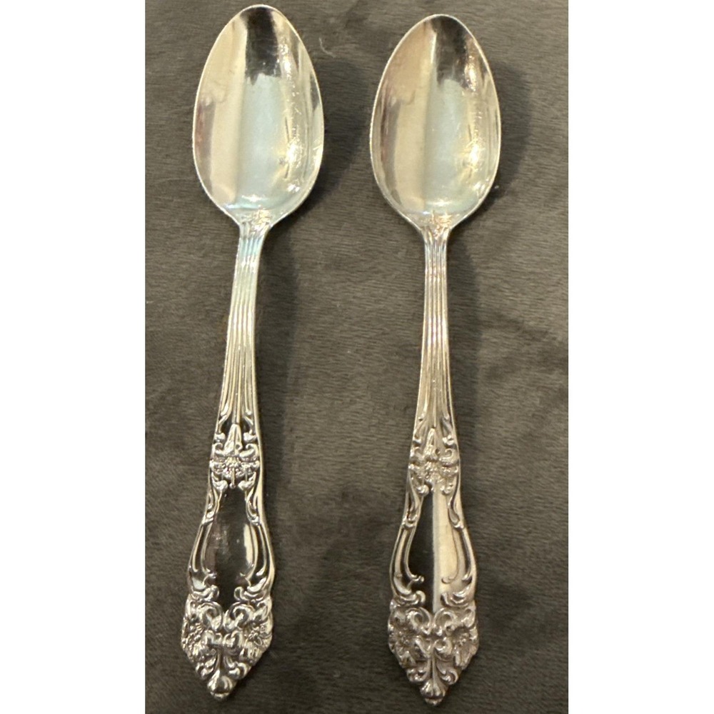 Reed Barton Silverplate Flatware Tiger Lily Festivity Teaspoon Spoon Set Of 2